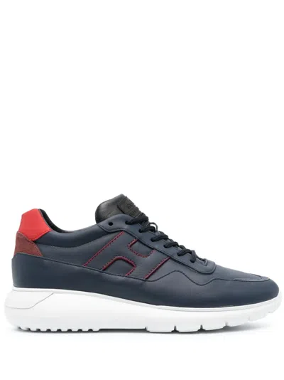 Hogan Interactive 3 Leather Sneakers In Blue