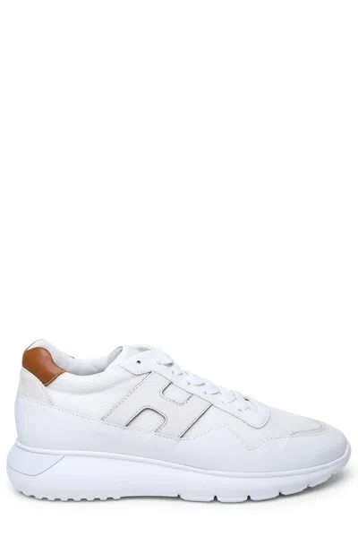 Hogan Contrasting-heel Lace-up Sneakers In White