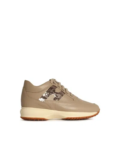 Hogan 'interactive' Beige Leather Sneakers