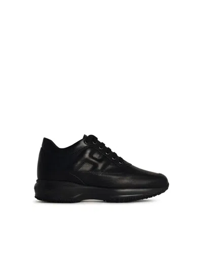 HOGAN HOGAN 'INTERACTIVE' BLACK LEATHER SNEAKERS