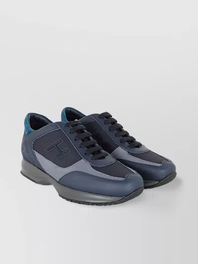Hogan Interactive H Flock Sneakers With Contrast Panels In Blue