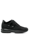 Hogan Black Suede And Patent Leather Interactive Sneakers In Black