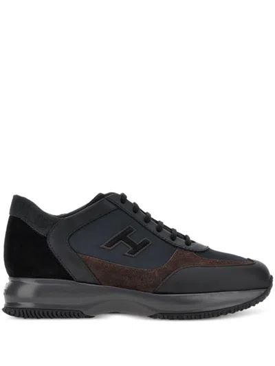 Hogan Interactive H Suede Low-top Sneakers In Black
