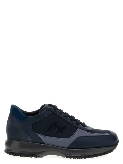 Hogan Interactive Leather And Suede Sneakers In Azul
