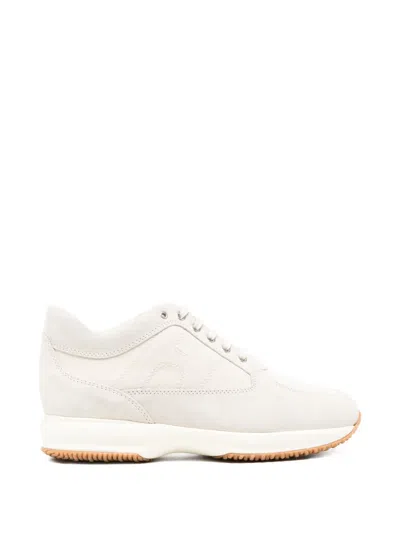 Hogan Interactive Lace-up Flat Sneakers In Neutral