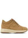 Hogan Interactive Lace-up Leather Sneakers In Brown