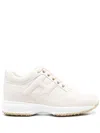 Hogan Interactive Low Top Sneakers Leather Mesh Sole In Neutrals