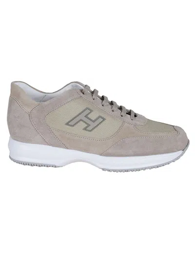 Hogan Interactive Leather And Suede Casual Shoes In Gray