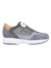 Hogan Interactive Leather And Suede Sneakers In Gray