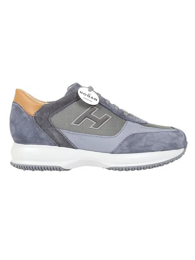 Hogan Interactive Leather And Suede Sneakers In Gray