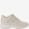 Hogan Interactive Low Top Sneakers Leather Mesh Sole In Nude