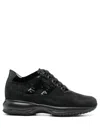 Hogan Black Suede And Patent Leather Interactive Sneakers In Black