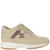 Hogan Woman Sneakers Khaki Size 10 Soft Leather In Multi