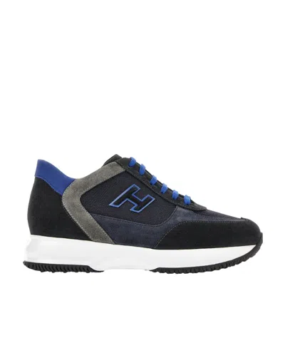 Hogan Interactive Leather Sneakers In Grey