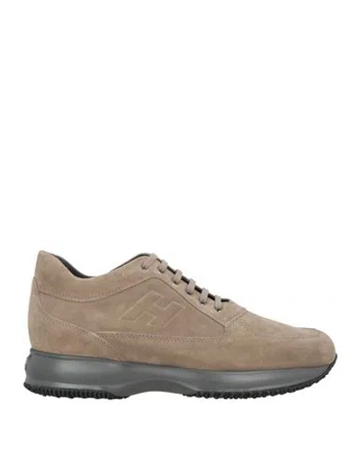 Hogan Interactive Man Sneakers Khaki Size 9 Leather In Gray