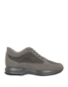 Hogan Interactive Man Sneakers Lead Size 11 Leather, Textile Fibers In Gray