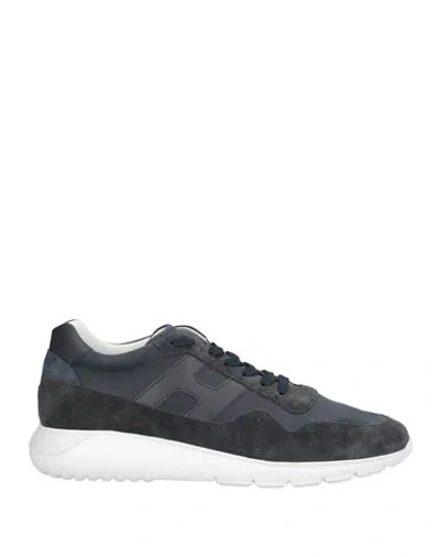 Hogan Interactive Man Sneakers Midnight Blue Size 10 Leather, Textile Fibers