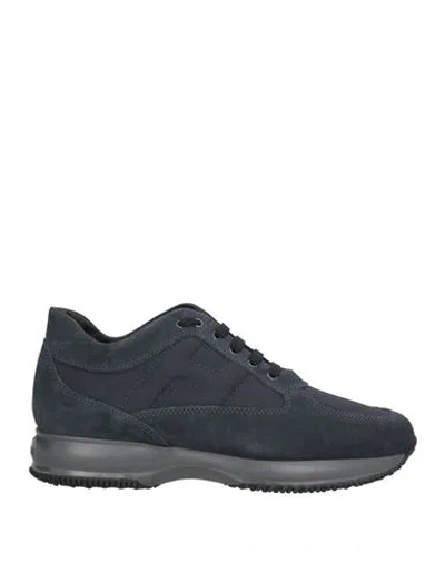 HOGAN HOGAN INTERACTIVE MAN SNEAKERS NAVY SIZE 9 LEATHER, TEXTILE FIBERS