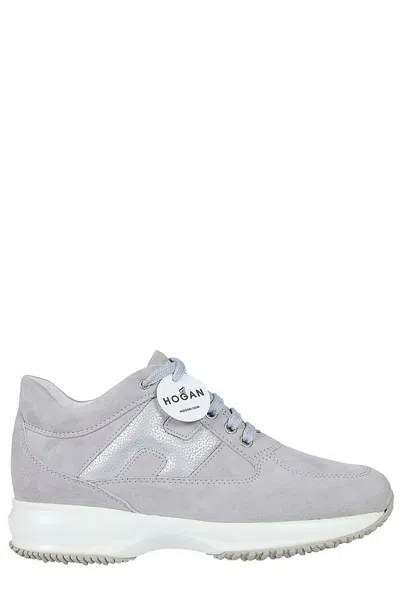 Hogan Interactive Round Toe Lace-up Sneakers In Grey