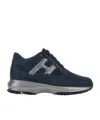 Hogan Interactive Round Toe Lace-up Sneakers In Black