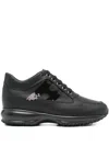 Hogan Black Suede And Patent Leather Interactive Sneakers In Black