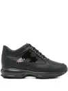 Hogan Black Suede And Patent Leather Interactive Sneakers In Black