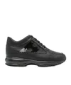 Hogan Black Suede And Patent Leather Interactive Sneakers In Black
