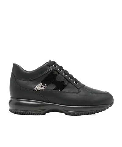Hogan Lace-up Sneakers In Black