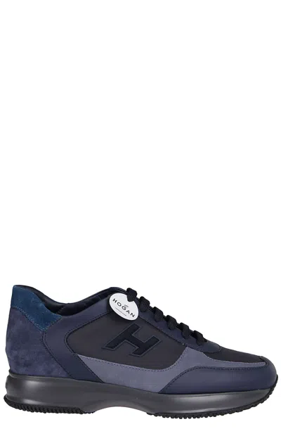 Hogan Interactive Leather And Suede Sneakers In Blue