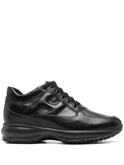 Hogan Round-toe Lace-up Sneakers In Black