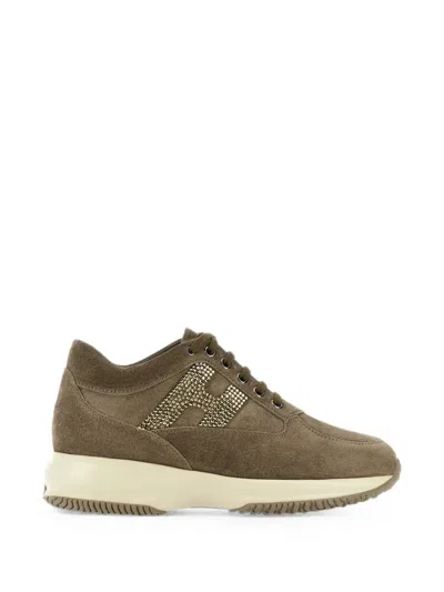 Hogan Sneakers Woman Color Green In Brown