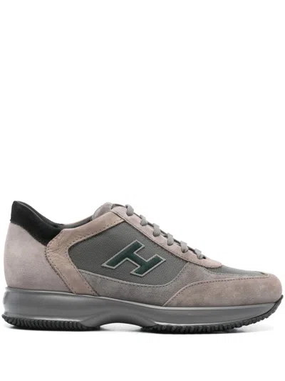 Hogan Interactive Suede Sneakers In Grey