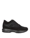 Hogan Woman Sneakers Black Size 7.5 Soft Leather, Textile Fibers In Black
