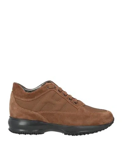 Hogan Interactive Woman Sneakers Brown Size 8 Leather, Textile Fibers