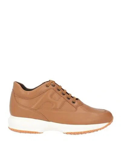 Hogan Interactive Woman Sneakers Tan Size 8.5 Leather In Brown