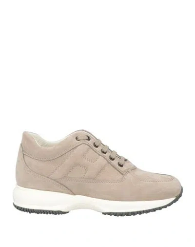 HOGAN HOGAN INTERACTIVE WOMAN SNEAKERS TAUPE SIZE 8 LEATHER