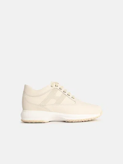 Hogan 'interactive' Yogurt Leather Sneakers In White