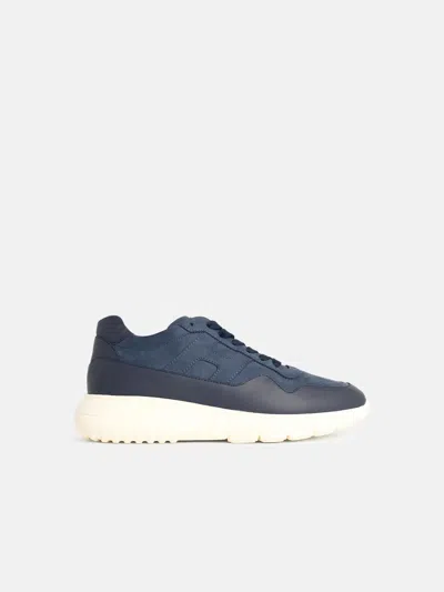 Hogan 'interactive3' Navy Leather Sneakers In Blue