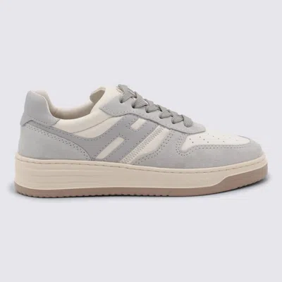 Hogan Ivory And Grey Lleather H630 Sneakers In Gray
