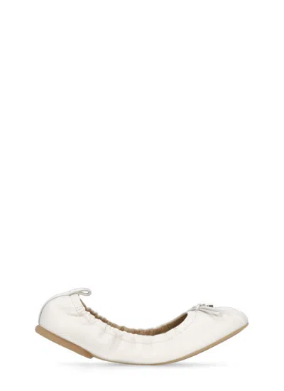 Hogan Ivory H684 Ballet Shoes In Beige
