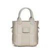 Hogan Ivory Hammered Leather Small Shopping Bag In Beige