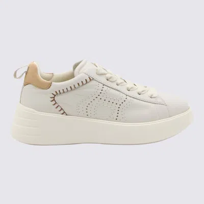 Hogan Ivory Leather Rebel Sneakers In White