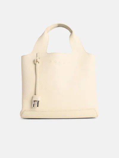 Hogan Ivory Leather Shopping Bag