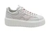 Hogan Ivory Pink Sneakers With Chunky Platform Sole In White