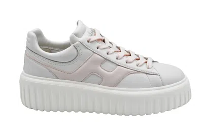 Hogan Ivory Pink Sneakers With Chunky Platform Sole In White
