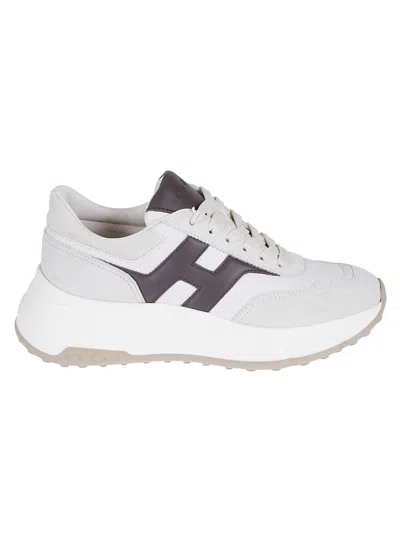HOGAN IVORY SUEDE AND NAPPA LEATHER LOW-TOP SNEAKERS