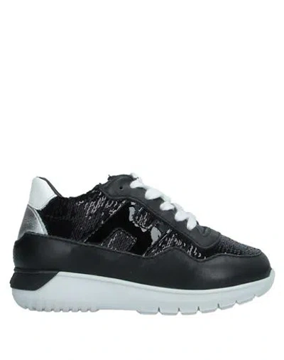 Hogan Babies'  Junior Newborn Girl Sneakers Black Size 9c Leather, Textile Fibers