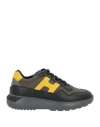 Hogan Junior Toddler Boy Sneakers Black Size 10c Soft Leather, Textile Fibers In Black