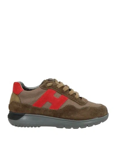 Hogan Babies'  Junior Toddler Boy Sneakers Khaki Size 10c Leather, Textile Fibers In Multi