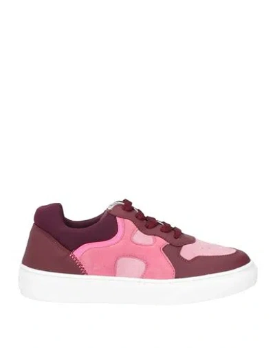 Hogan Babies'  Junior Toddler Girl Sneakers Burgundy Size 9c Leather, Textile Fibers